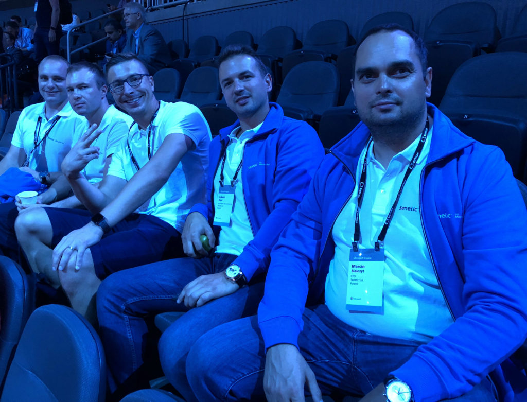 Senetic team. From the right: Marcin Białożyt, our CEO; Łukasz Bojar, Vice President Sales & Marketing; Daniel Kaczmarczyk, Cloud Sales Director; Krystian Mularczyk, Cloud Solutions Project Manager and Jacek Kotynia, our Software Business Unit Manager.